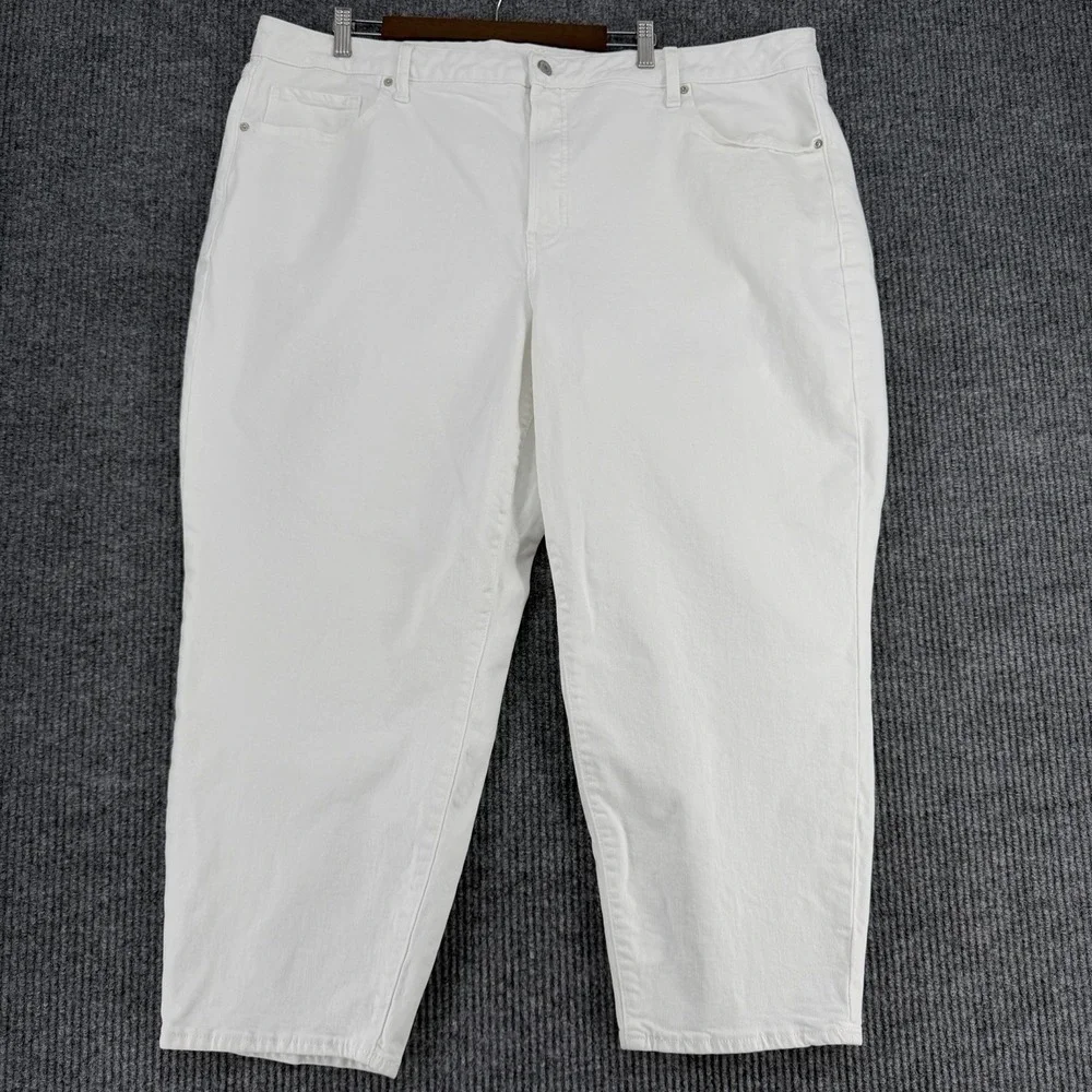 Old Navy High Rise Straight White Jeans Womens 24 Plus Size Stretch